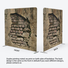 Aperturee - Aperturee Broken Brick Wall Photography Square Tension Backdrop
