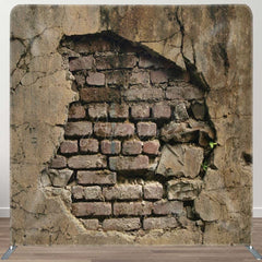Aperturee - Aperturee Broken Brick Wall Photography Square Tension Backdrop
