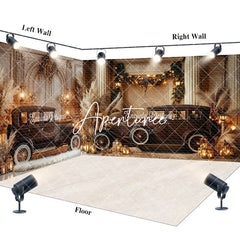 Aperturee - Aperturee Brown Car Boho Floral Candlelight Room Set Backdrop