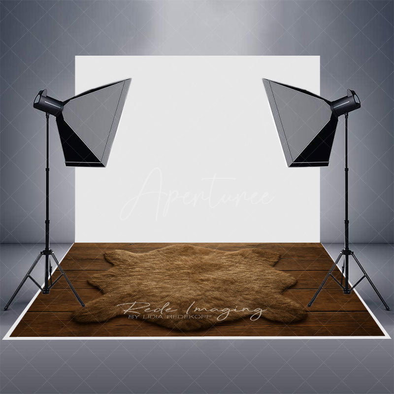 Aperturee - Aperturee Brown Carpet Wood Soft Rubber Floor Mat For Photo