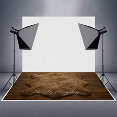 Aperturee - Aperturee Brown Carpet Wood Soft Rubber Floor Mat For Photo