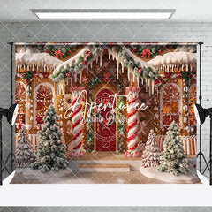 Aperturee - Aperturee Brown Festive Christmas Vibe House Room Set Backdrop