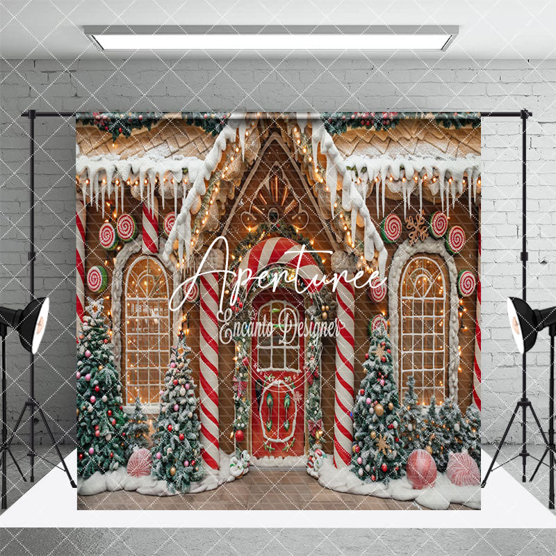Aperturee - Aperturee Brown Festive Christmas Vibe House Room Set Backdrop