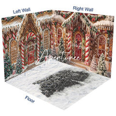 Aperturee - Aperturee Brown Festive Christmas Vibe House Room Set Backdrop
