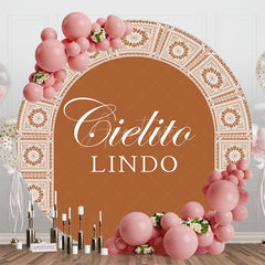 Aperturee - Aperturee Brown Floral Pattern Cielito Lindo Round Backdrop