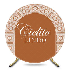 Aperturee - Aperturee Brown Floral Pattern Cielito Lindo Round Backdrop