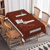 Aperturee - Aperturee Brown Football Lacing Rectangle Tablecloth with Scalloped Edge Sports Game Day Party Decor for Fans