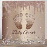 Aperturee - Aperturee Brown Footprint Fabric Backdrop Cover for Baby Shower