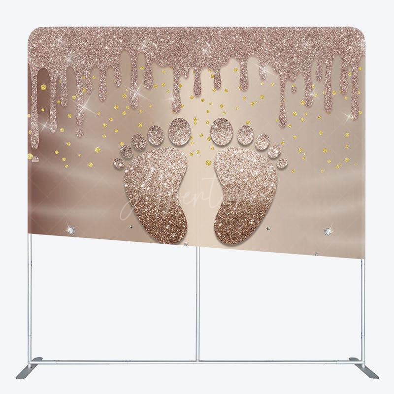 Aperturee - Aperturee Brown Footprint Fabric Backdrop Cover for Baby Shower