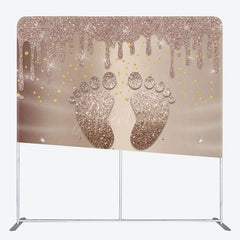 Aperturee - Aperturee Brown Footprint Fabric Backdrop Cover for Baby Shower