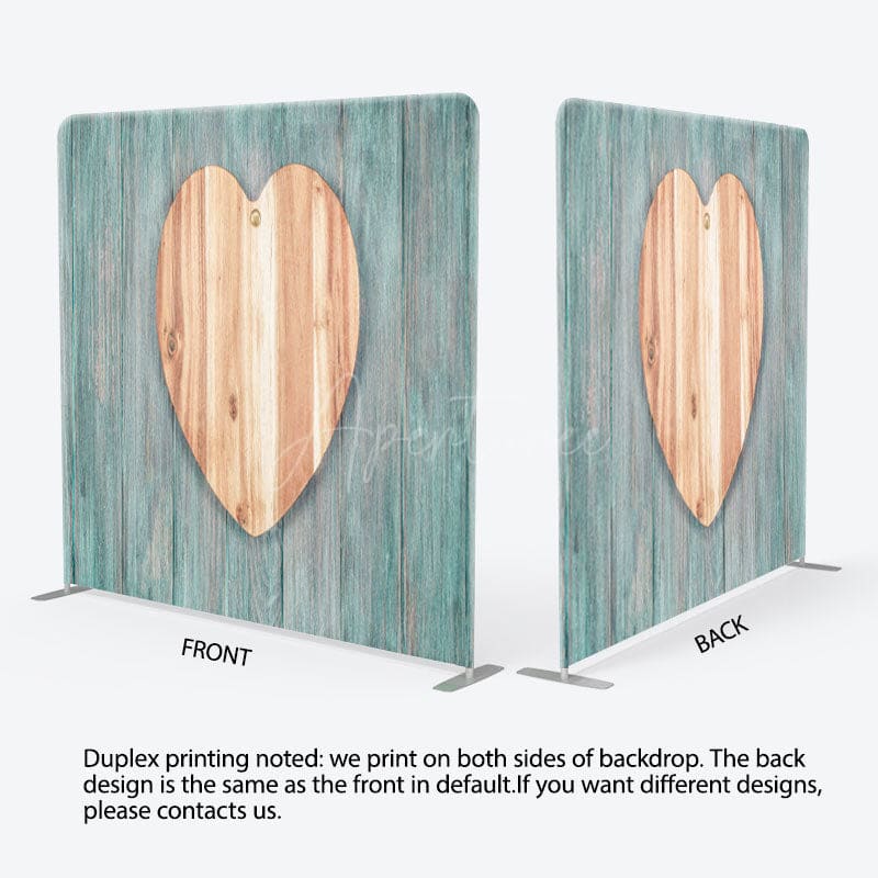 Aperturee - Aperturee Brown Heart Moss Green Wood Birthday Backdrop Cover