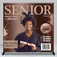 Aperturee - Aperturee Brown Magazine Cover Custom Photo Graduation Backdrop