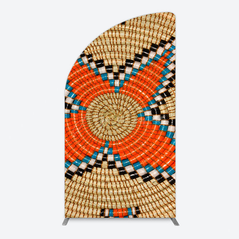 Aperturee - Aperturee Brown Orange Braided Twine Ethiopian Half Moon Arch Backdrop