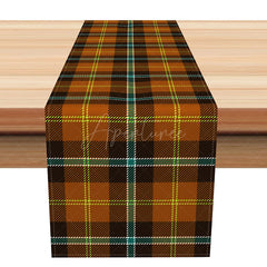 Aperturee - Aperturee Brown Plaid Autumn Vibe Table Runner Rustic Farmhouse Dining Decor Thanksgiving and Fall Harvest Kitchen Linen