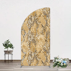 Aperturee - Aperturee Brown Python Skin Pattern Happy Birthday Half Moon Arch Backdrop