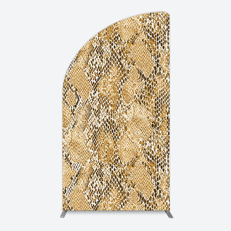 Aperturee - Aperturee Brown Python Skin Pattern Happy Birthday Half Moon Arch Backdrop