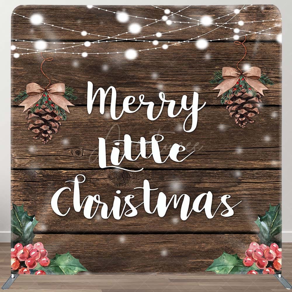 Aperturee - Aperturee Brown Wood Pinecone Cherry Xmas Pillow Case Backdrop