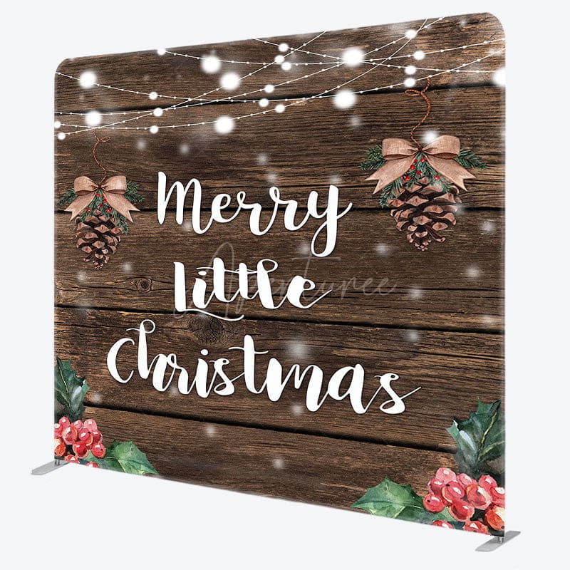 Aperturee - Aperturee Brown Wood Pinecone Cherry Xmas Pillow Case Backdrop