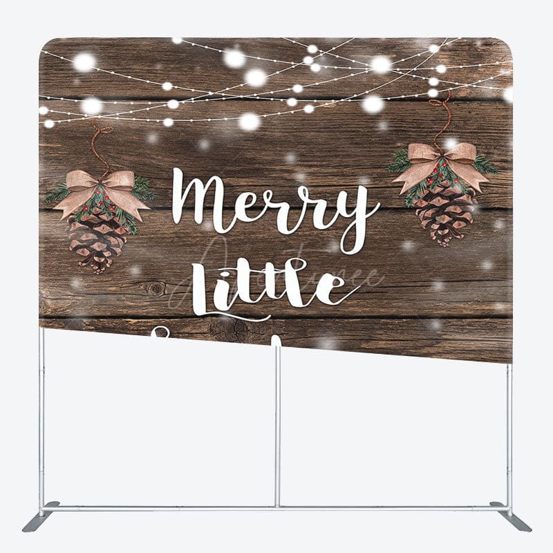 Aperturee - Aperturee Brown Wood Pinecone Cherry Xmas Pillow Case Backdrop