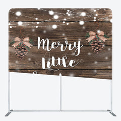 Aperturee - Aperturee Brown Wood Pinecone Cherry Xmas Pillow Case Backdrop