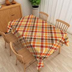Aperturee - Aperturee Brown Yellow and Black Checkered Rectangle Tablecloth for Fall Autumn and Thanksgiving Decor