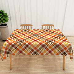 Aperturee - Aperturee Brown Yellow and Black Checkered Rectangle Tablecloth for Fall Autumn and Thanksgiving Decor