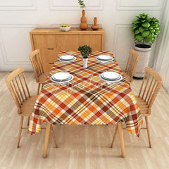 Aperturee - Aperturee Brown Yellow and Black Checkered Rectangle Tablecloth for Fall Autumn and Thanksgiving Decor