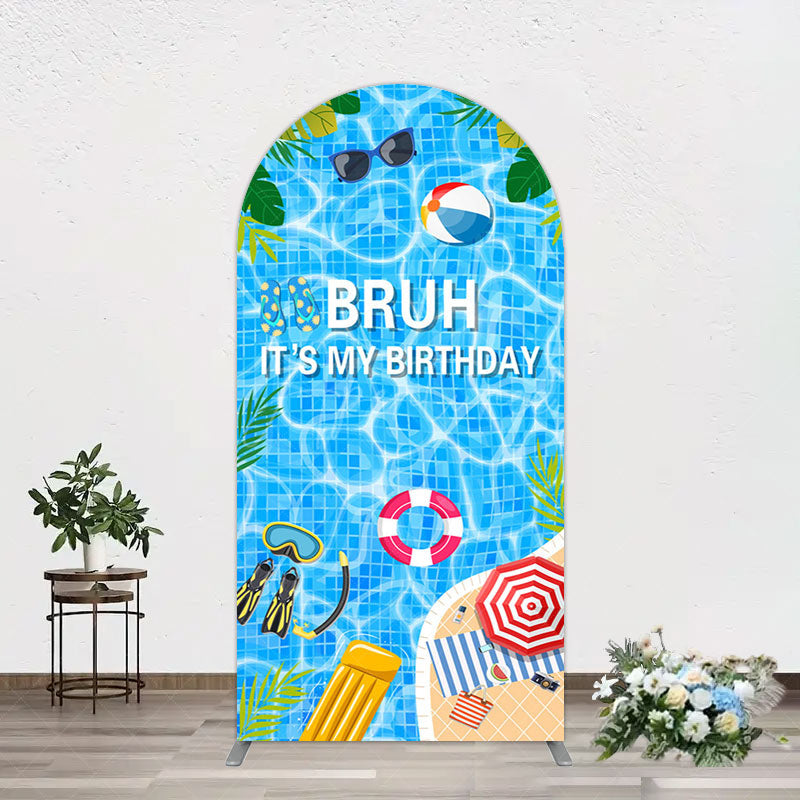 Aperturee - Aperturee Bruh Its My Birthday Sweet Pool Party Arch Backdrop