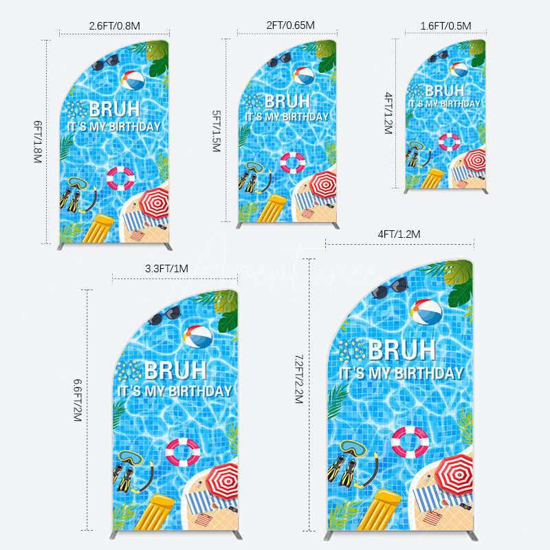 Aperturee - Aperturee Bruh Its My Birthday Sweet Pool Party Half Moon Arch Backdrop