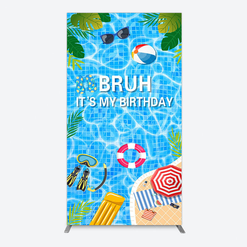 Aperturee - Aperturee Bruh Its My Birthday Sweet Pool Party Rectangle Backdrop