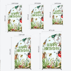 Aperturee - Aperturee Bug Themed Happy Birthday Half Moon Arch Backdrop Insect Explorer with Magnifying Glass Kids Garden Party Decor