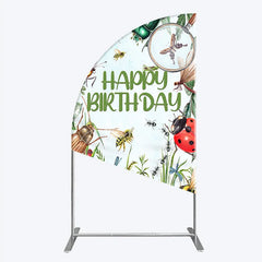 Aperturee - Aperturee Bug Themed Happy Birthday Half Moon Arch Backdrop Insect Explorer with Magnifying Glass Kids Garden Party Decor