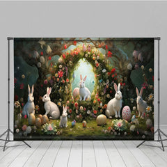 Aperturee - Aperturee Bunny Garland Easter Spring Photography Backdrop