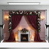 Aperturee - Aperturee Burg Wedding Floral Sweet Candles Photo Backdrop