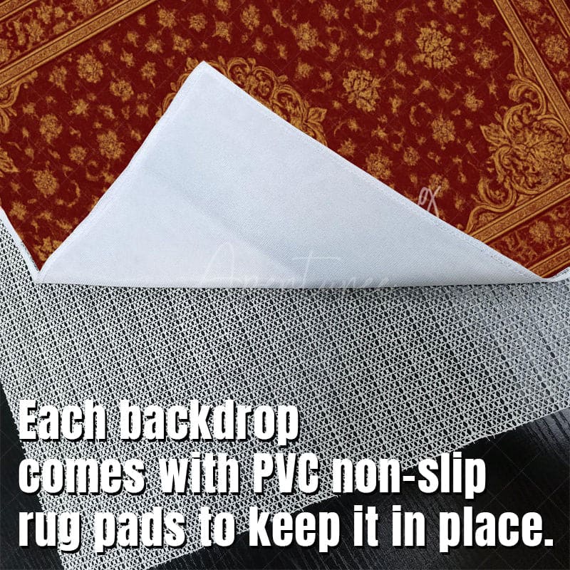 Aperturee - Aperturee Burgundy Baroque Fabric Floor Backdrop For Photo