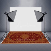 Aperturee - Aperturee Burgundy Baroque Pattern Rubber Floor Mat For Photo