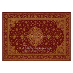 Aperturee - Aperturee Burgundy Baroque Pattern Rubber Floor Mat For Photo