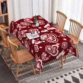 Aperturee - Aperturee Burgundy Red Glowing Heart Butterfly Rectangle Tablecloth Deep Red Neon Light Effect Passionate Dining Decor