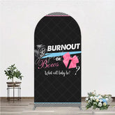 Aperturee - Aperturee Burnout or Bows Gender Reveal Arch Backdrop What Will Baby Be Racing and Bows Baby Shower Background