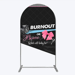 Aperturee - Aperturee Burnout or Bows Gender Reveal Arch Backdrop What Will Baby Be Racing and Bows Baby Shower Background
