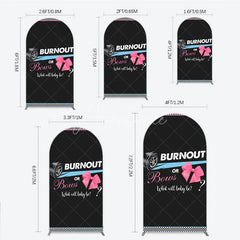 Aperturee - Aperturee Burnout or Bows Gender Reveal Arch Backdrop What Will Baby Be Racing and Bows Baby Shower Background
