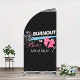Aperturee - Aperturee Burnout or Bows Gender Reveal Half Moon Arch Backdrop What Will Baby Be Racing and Bows Baby Shower Background
