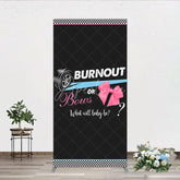 Aperturee - Aperturee Burnout or Bows Gender Reveal Rectangle Backdrop What Will Baby Be Racing and Bows Baby Shower Background