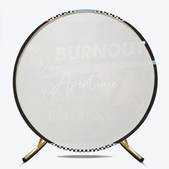 Aperturee - Aperturee Burnout or Bows Gender Reveal Round Backdrop Racing Car and Pink Bow Baby Shower Party Decoration