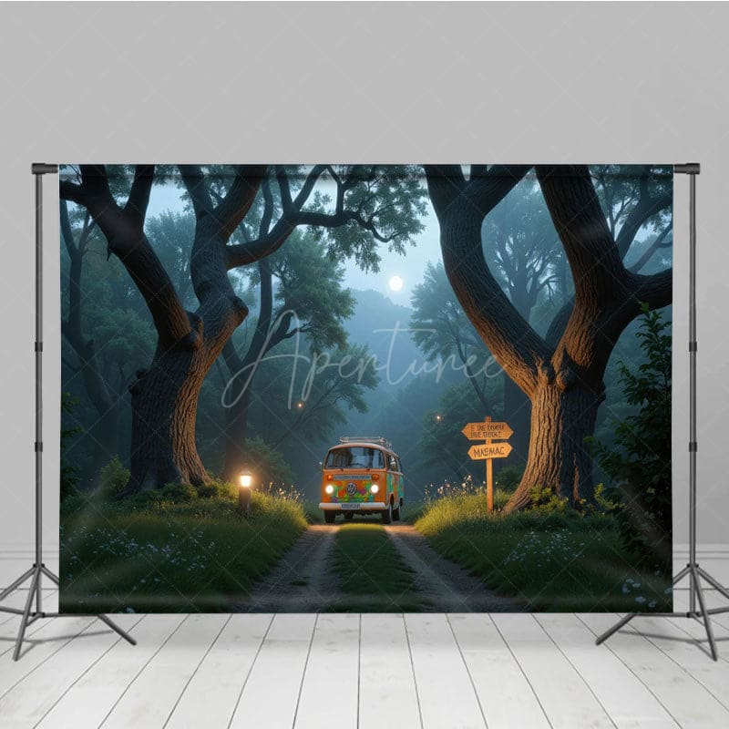 Aperturee - Aperturee Bus Huge Trees Forest Scenery Backdrop For Photo
