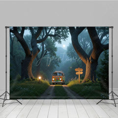 Aperturee - Aperturee Bus Huge Trees Forest Scenery Backdrop For Photo