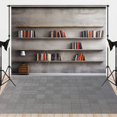 Aperturee - Aperturee Business Gray Wall Book Stone Floor Combo Set Backdrop