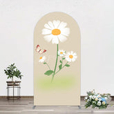 Aperturee - Aperturee Butterfly And Daisy Floral Birthday Arch Backdrop