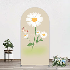 Aperturee - Aperturee Butterfly And Daisy Floral Birthday Arch Backdrop