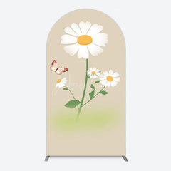 Aperturee - Aperturee Butterfly And Daisy Floral Birthday Arch Backdrop